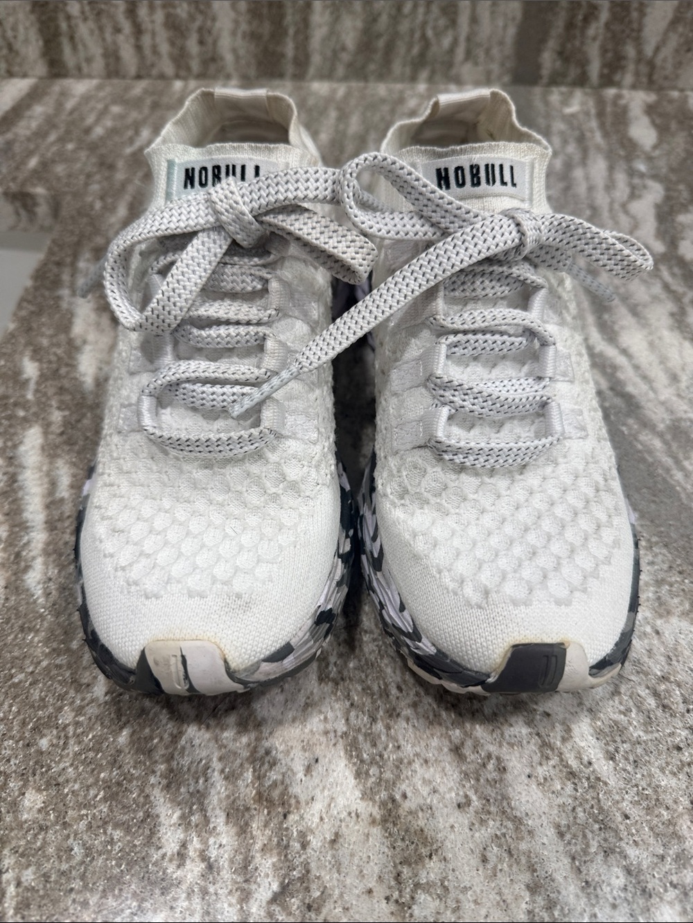 NOBULL white Knit Sneakers with Camouflage Trim
